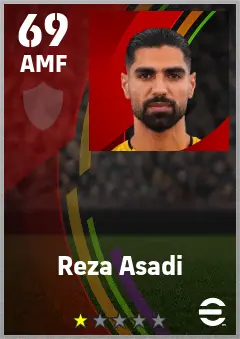 Reza Asadi eFootball 2026 player card — 69 OVR AMF