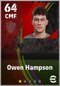 Owen Hampson eFootball 2026 player card — 64 OVR CMF