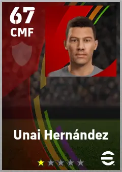 Unai Hernandez eFootball 2026 player card — 67 OVR CMF