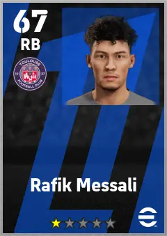 Rafik Messali eFootball 2026 player card — 67 OVR RB