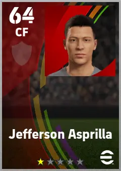 Jefferson Asprilla eFootball 2026 player card — 64 OVR CF