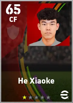 He Xiaoke eFootball 2026 player card — 65 OVR CF