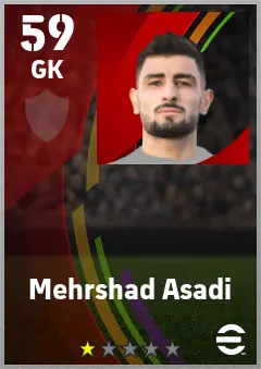 Mehrshad Asadi eFootball 2026 player card — 59 OVR GK