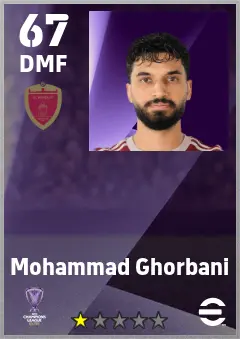 Mohammad Ghorbani eFootball 2026 player card — 67 OVR DMF