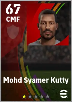 Mohd Syamer Kutty eFootball 2026 player card — 67 OVR CMF