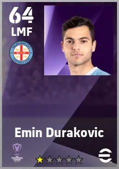 Emin Durakovic eFootball 2026 player card — 64 OVR LMF