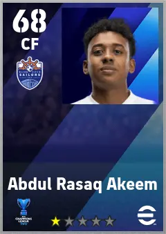 Abdul Rasaq Akeem eFootball 2026 player card — 68 OVR CF