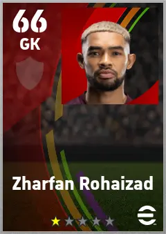Zharfan Rohaizad eFootball 2026 player card — 66 OVR GK