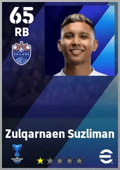 Zulqarnaen Suzliman eFootball 2026 player card — 65 OVR RB