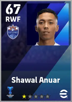 Shawal Anuar eFootball 2026 player card — 67 OVR RWF