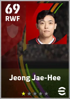 Jeong Jae-Hee eFootball 2026 player card — 69 OVR RWF