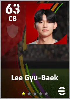 Lee Gyu-Baek eFootball 2026 player card — 63 OVR CB