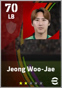 Jeong Woo-Jae eFootball 2026 player card — 70 OVR LB