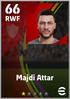 Majdi Attar eFootball 2026 player card — 66 OVR RWF