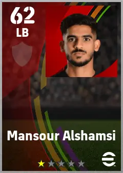Mansour Alshamsi eFootball 2026 player card — 62 OVR LB
