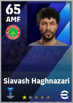 Siavash Haghnazari eFootball 2026 player card — 65 OVR AMF