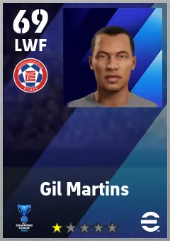 Gil Martins eFootball 2026 player card — 69 OVR LWF