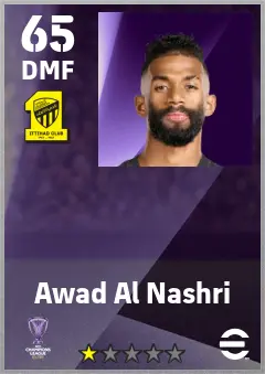 Awad Al Nashri eFootball 2026 player card — 65 OVR DMF