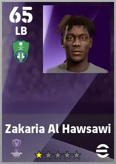 Zakaria Al Hawsawi eFootball 2026 player card — 65 OVR LB