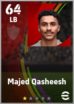 Majed Qasheesh eFootball 2026 player card — 64 OVR LB