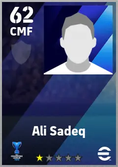 Ali Sadeq eFootball 2026 player card — 62 OVR CMF