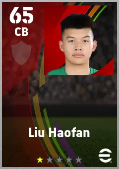 Liu Haofan eFootball 2026 player card — 65 OVR CB
