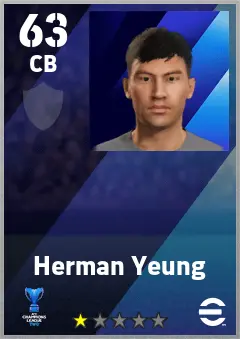 Herman Yeung eFootball 2026 player card — 63 OVR CB
