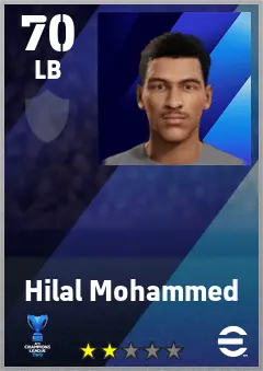 Hilal Mohammed eFootball 2026 player card — 70 OVR LB
