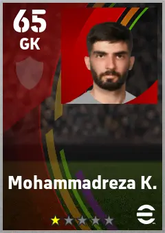 Mohammadreza K. eFootball 2026 player card — 65 OVR GK