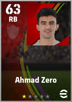 Ahmad Zero eFootball 2026 player card — 63 OVR RB