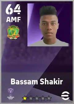 Bassam Shakir eFootball 2026 player card — 64 OVR AMF