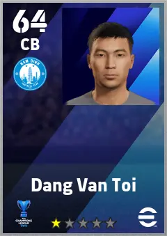 Dang Van Toi eFootball 2026 player card — 64 OVR CB