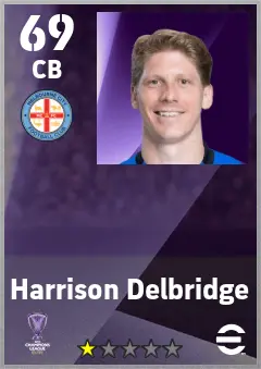 Harrison Delbridge eFootball 2026 player card — 69 OVR CB