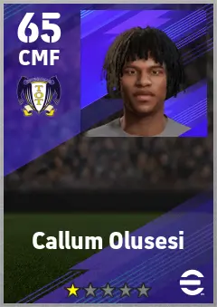 Callum Olusesi eFootball 2026 player card — 65 OVR CMF