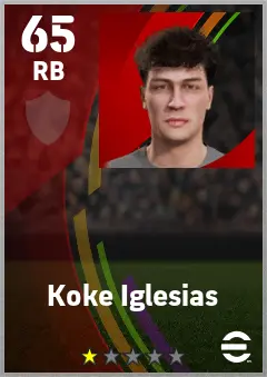 Koke Iglesias eFootball 2026 player card — 65 OVR RB