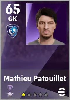 Mathieu Patouillet eFootball 2026 player card — 65 OVR GK