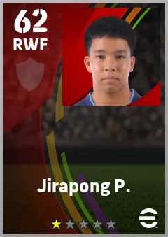 Jirapong P. eFootball 2026 player card — 62 OVR RWF