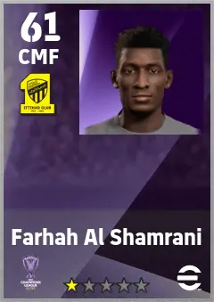 Farhah Al Shamrani eFootball 2026 player card — 61 OVR CMF