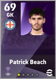 Patrick Beach eFootball 2026 player card — 69 OVR GK