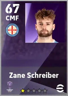 Zane Schreiber eFootball 2026 player card — 67 OVR CMF