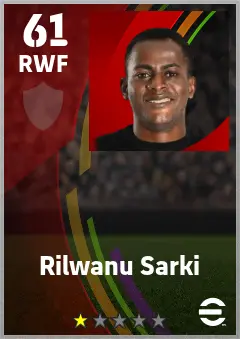Rilwanu Sarki eFootball 2026 player card — 61 OVR RWF