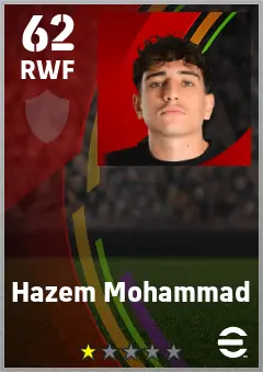 Hazem Mohammad eFootball 2026 player card — 62 OVR RWF