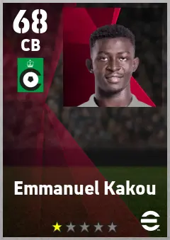 Emmanuel Kakou eFootball 2026 player card — 68 OVR CB