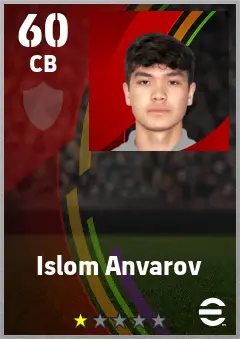 Islom Anvarov eFootball 2026 player card — 60 OVR CB