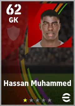 Hassan Muhammed eFootball 2026 player card — 62 OVR GK