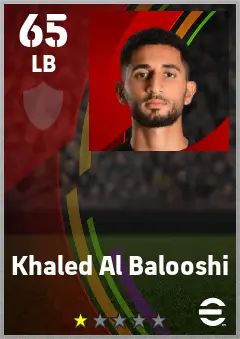Khaled Al Balooshi eFootball 2026 player card — 65 OVR LB