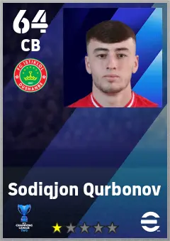 Sodiqjon Qurbonov eFootball 2026 player card — 64 OVR CB