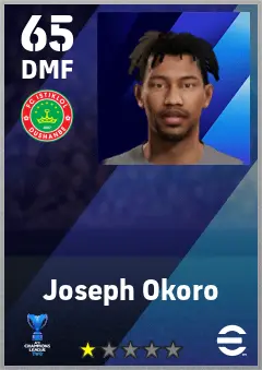 Joseph Okoro eFootball 2026 player card — 65 OVR DMF
