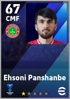 Ehsoni Panshanbe eFootball 2026 player card — 67 OVR CMF