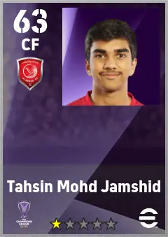 Tahsin Mohd Jamshid eFootball 2026 player card — 63 OVR CF